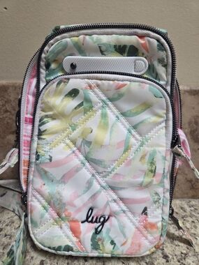 LUG Quilted Tropical Leaf Crossbody in White, Green, Pink SKEETER MINI